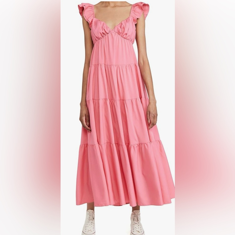 English Factory Ruffle Sleeve Maxi Dress in Pink